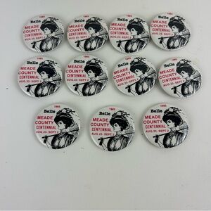 11 - VTG 1985 Meade County Kansas Centennial Belle Celebration Pinback Pins